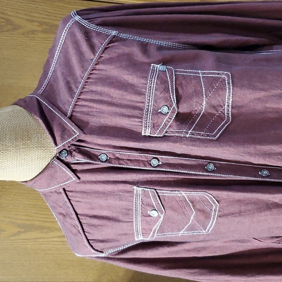 Buckle black standard fit western style button up long sleeve rust red - Picture 1 of 7